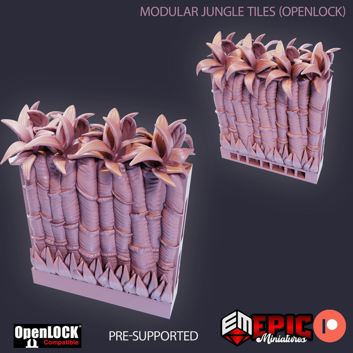 Modular Jungle Tiles, Wall Set (OpenLock) - Epic Miniatures