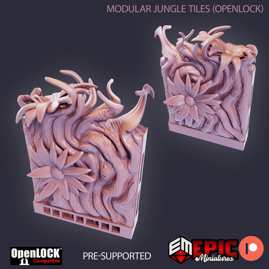Modular Jungle Tiles, Wall Set (OpenLock) - Epic Miniatures
