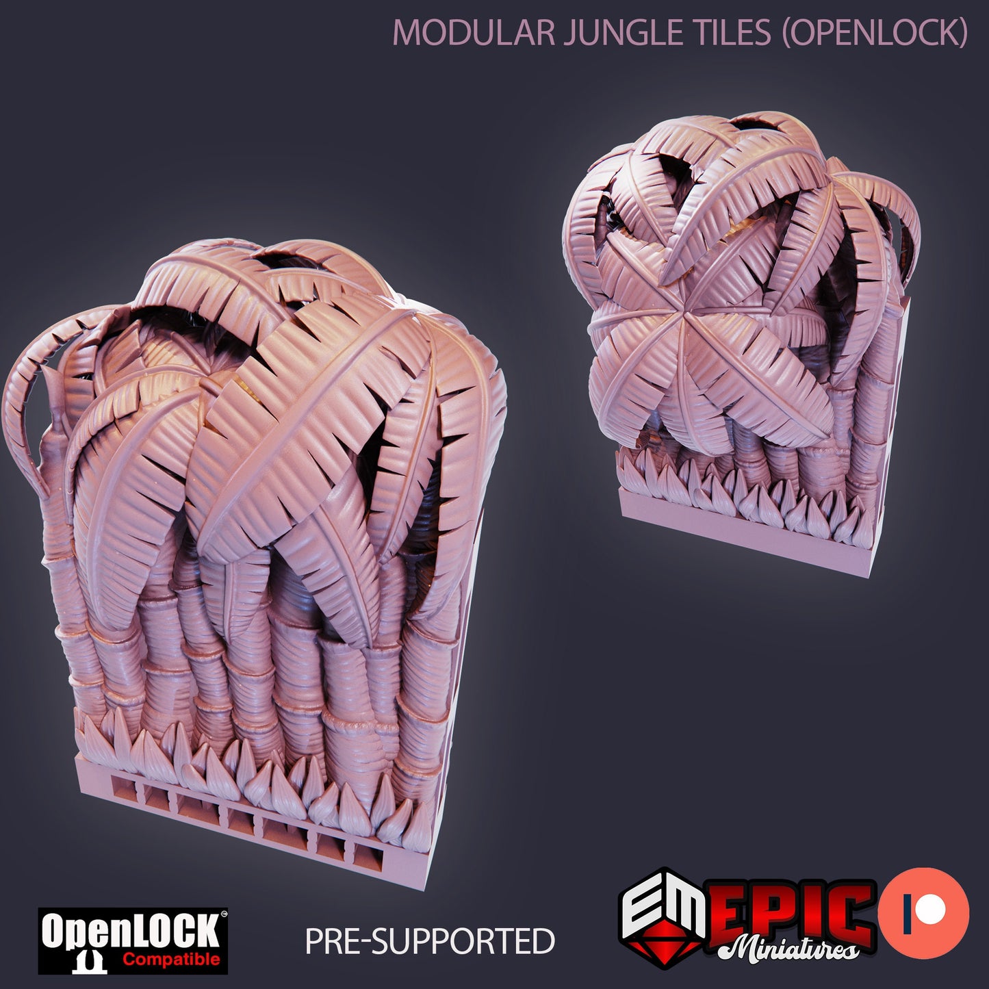 Modular Jungle Tiles, Wall Set (OpenLock) - Epic Miniatures