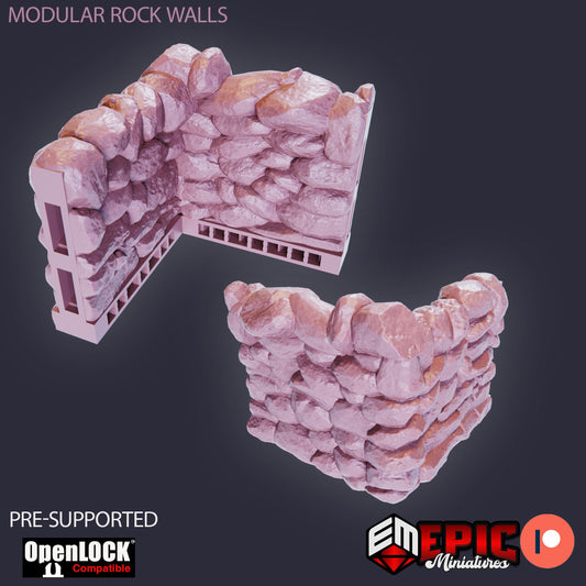 Modular Rock Tiles, Wall Set (OpenLock) - Epic Miniatures