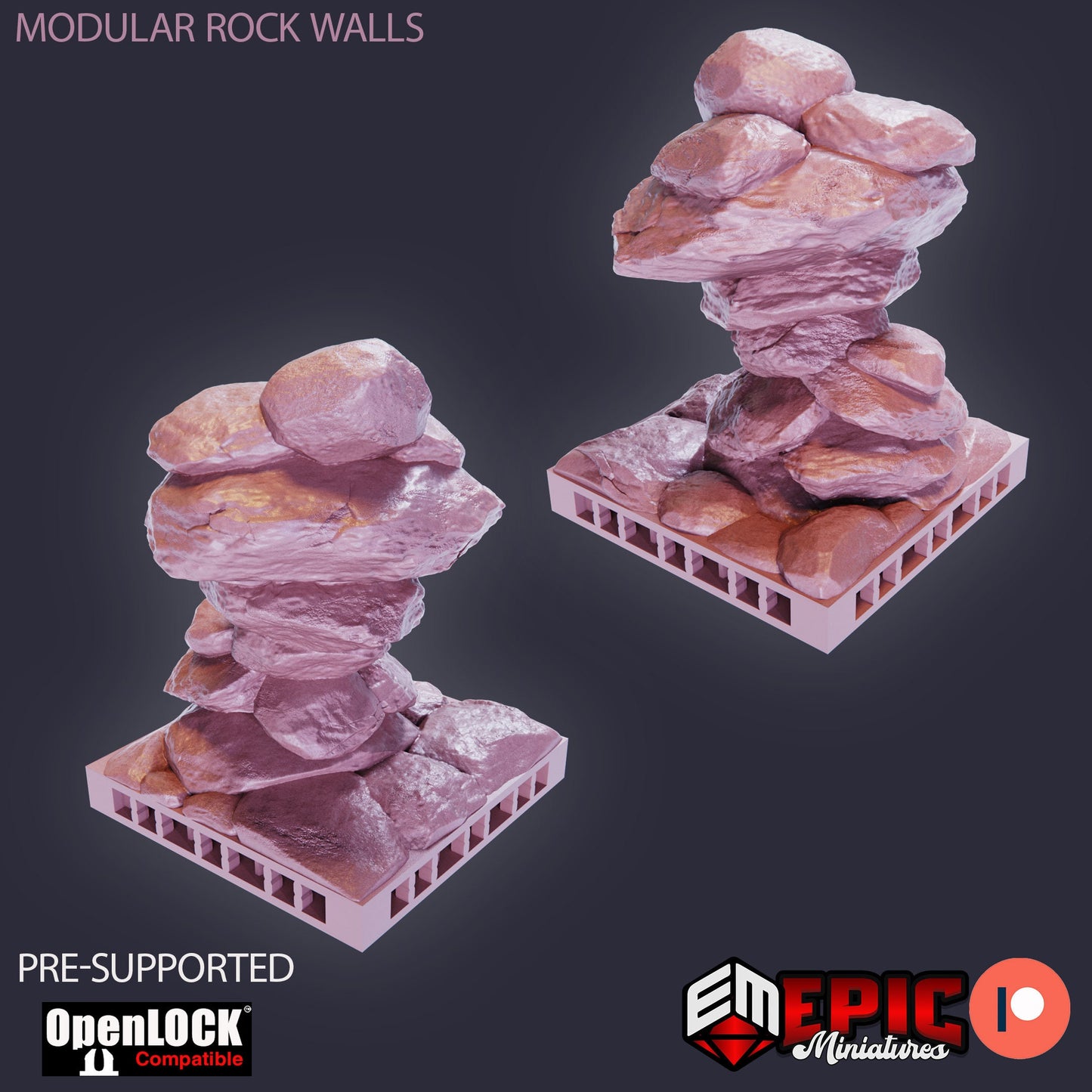 Modular Rock Tiles, Floor Set (OpenLock) - Epic Miniatures