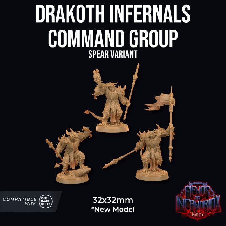 Drakoth Leaders, Spear Squad (3 Variants Available) - Dragon Trapper's Lodge