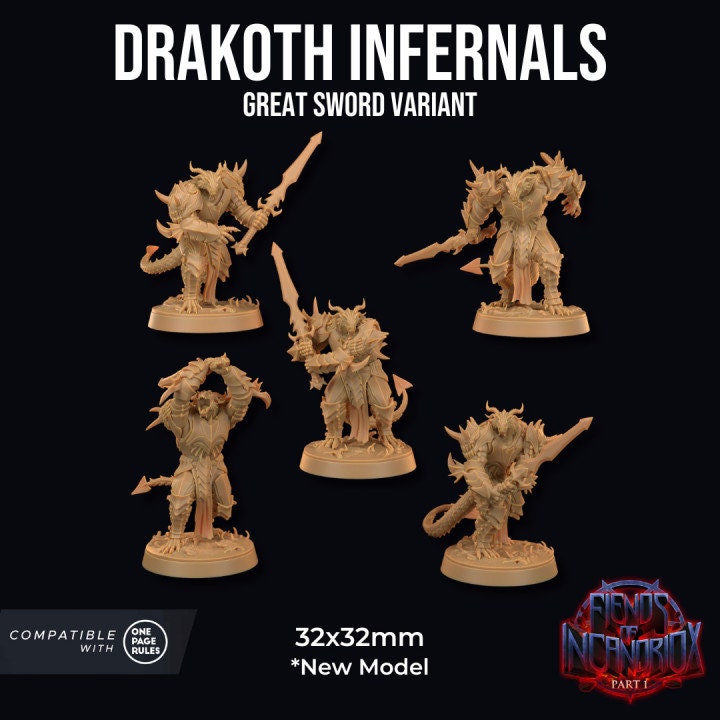 Drakoth Infernals, Sword Squad (5 Variants Available) - Dragon Trapper's Lodge