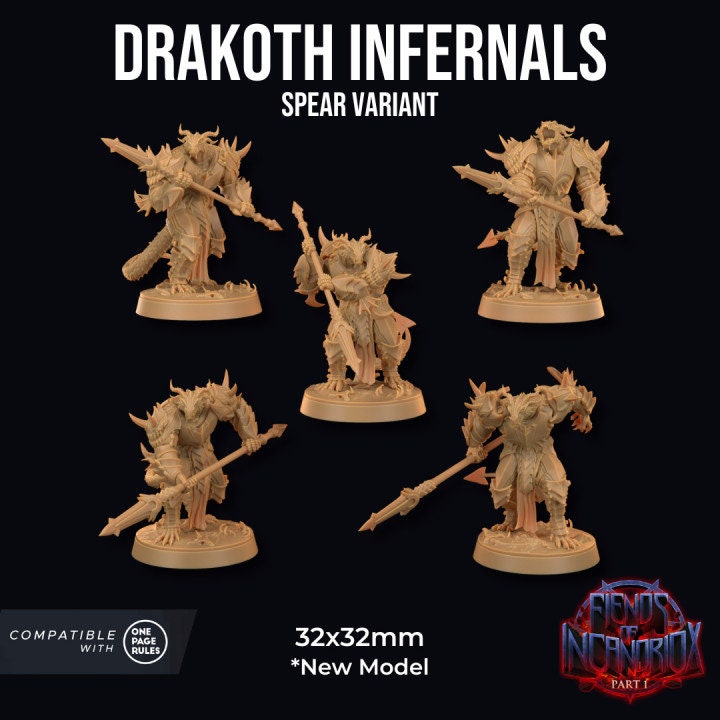 Drakoth Infernals, Spear Squad (5 Variants Available) - Dragon Trapper's Lodge