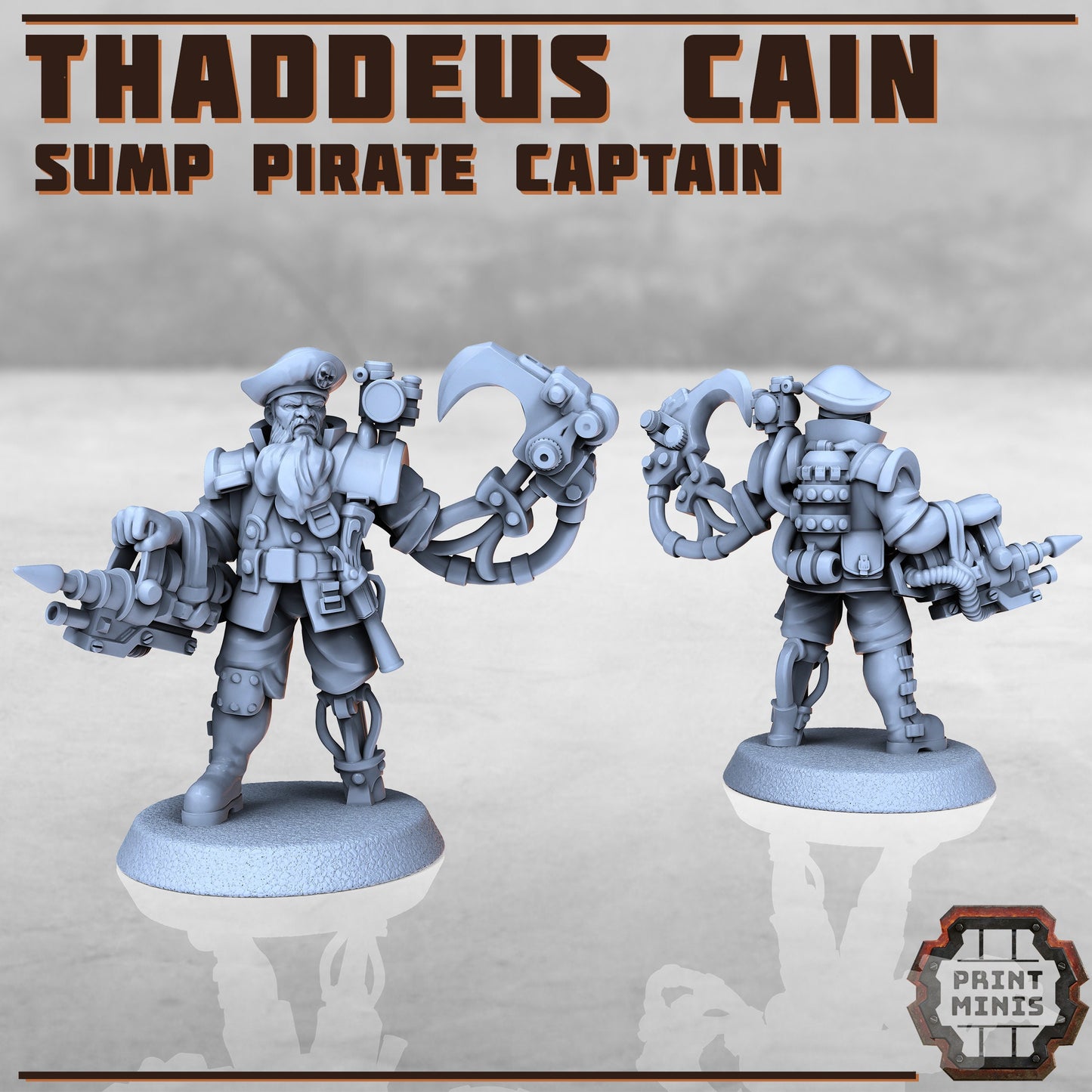 Thadeus Cain, Sump Pirate Captain - Print Minis