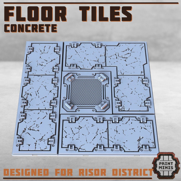 Risor District Concrete Floor Tiles - Scenery Kit - Print Minis