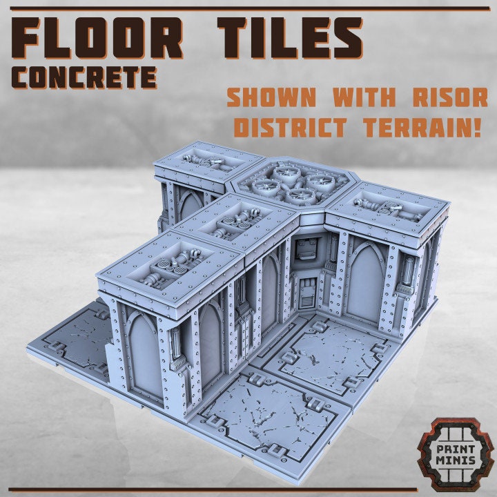 Risor District Concrete Floor Tiles - Scenery Kit - Print Minis