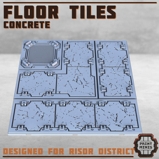 Risor District Concrete Floor Tiles - Scenery Kit - Print Minis