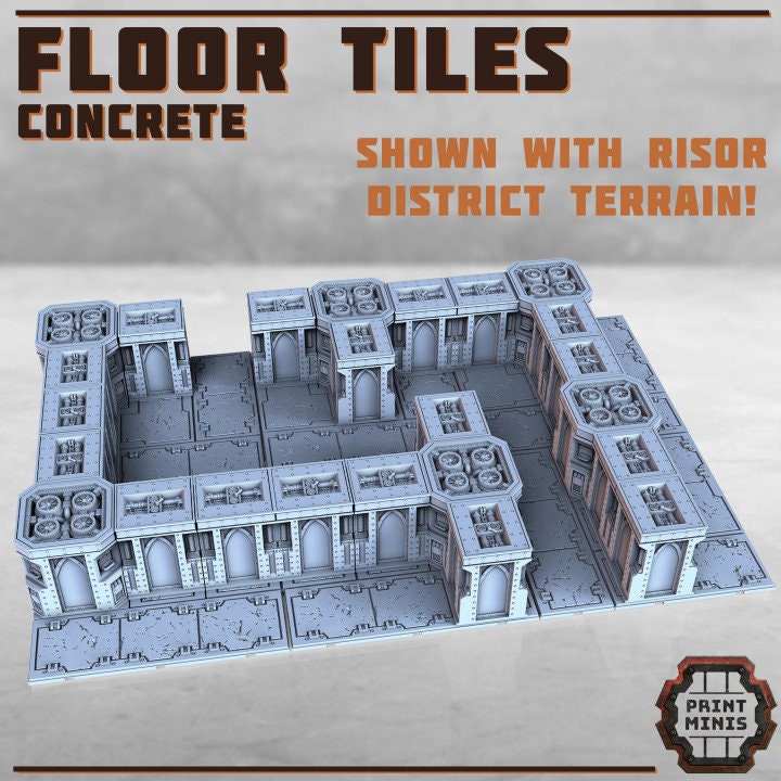 Risor District Concrete Floor Tiles - Scenery Kit - Print Minis