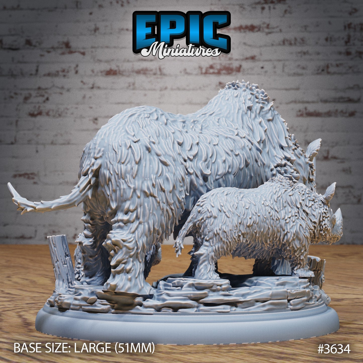 Woolly Rhino Family (3 Variants Available) - Epic Miniatures