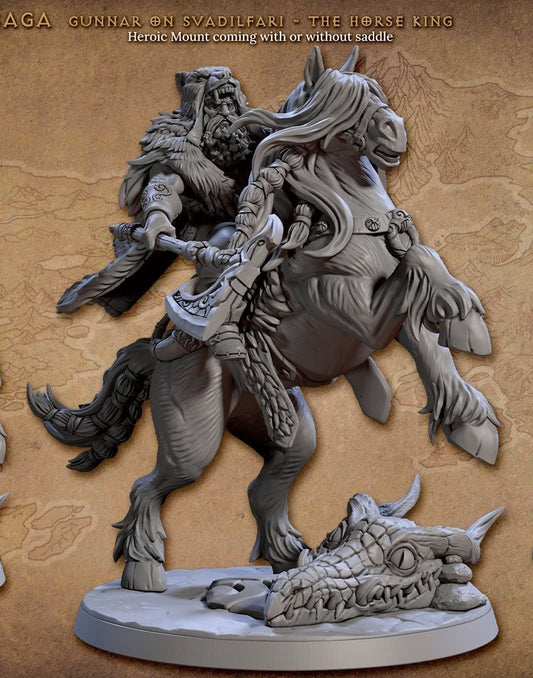 Gunnar riding a Horse King - Artisan Guild