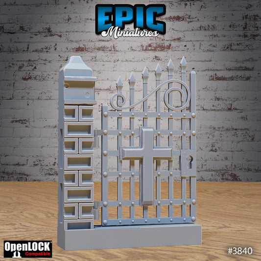 Modular Graveyard Tiles, Fences & Gates Set (OpenLock) - Epic Miniatures